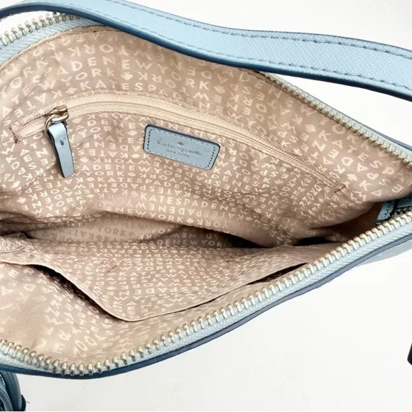 Kate Spade Sadie North South Crossbody Bag in Light Blue Silver Hardware EUC - Picture 7 of 8